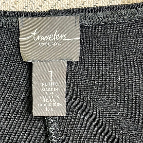 Chico's Travelers Rosemary Black 3/4 sleeve stretch dress, size small petite - Picture 3 of 17